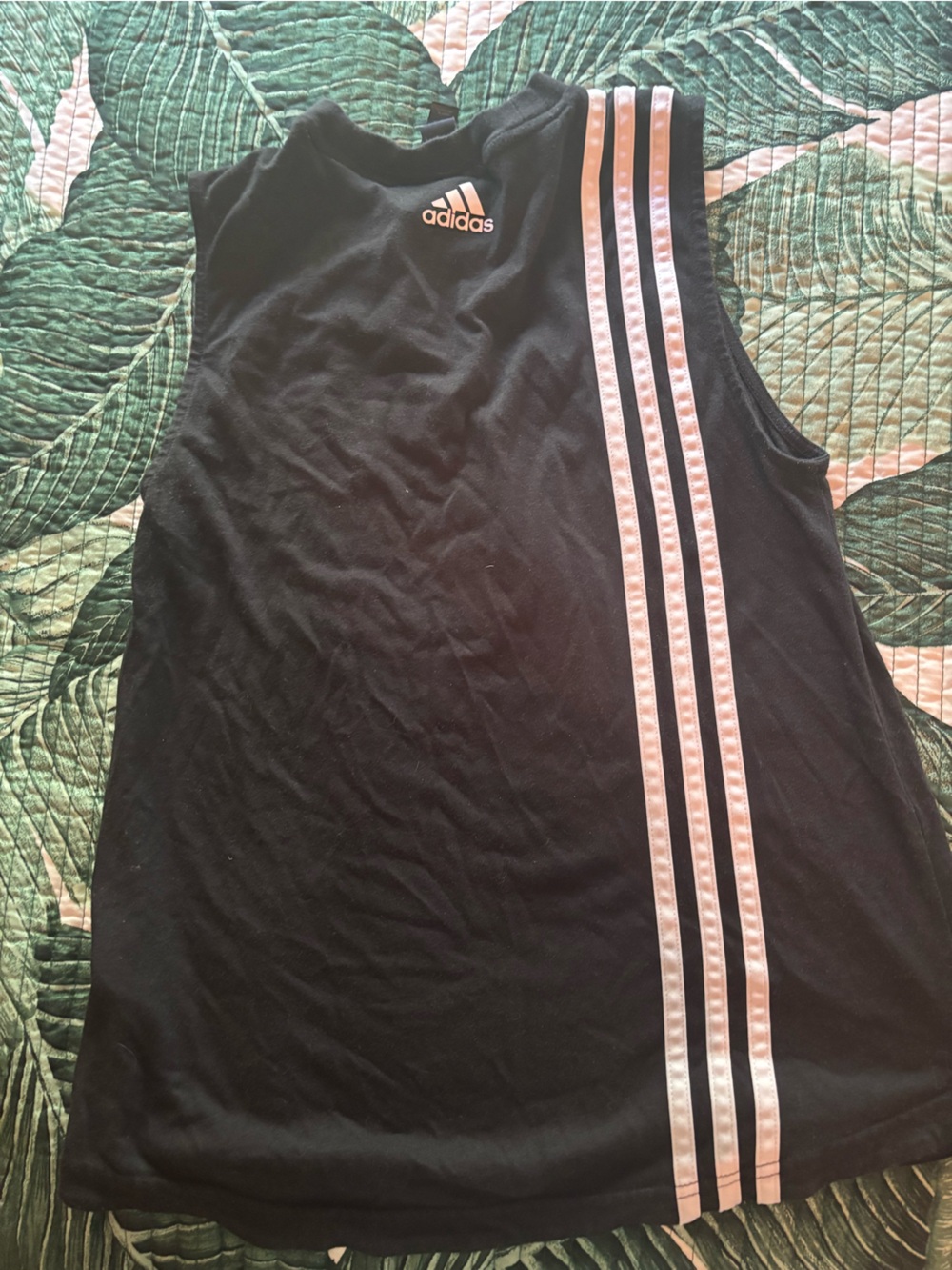 adidas Black Tank with white Stripes